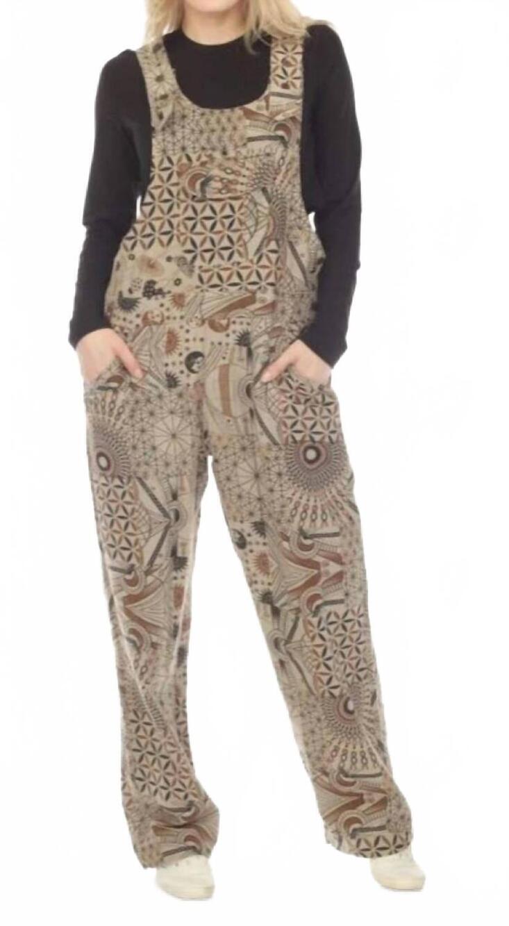 NEW RISING INTERNATIONAL patch overalls in browns